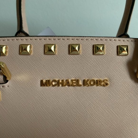 NWT! MICHAEL KORS MK SELMA STUDDED MEDIUM SATCHEL SHOULDER BAG W DUST BAG - Picture 2 of 15